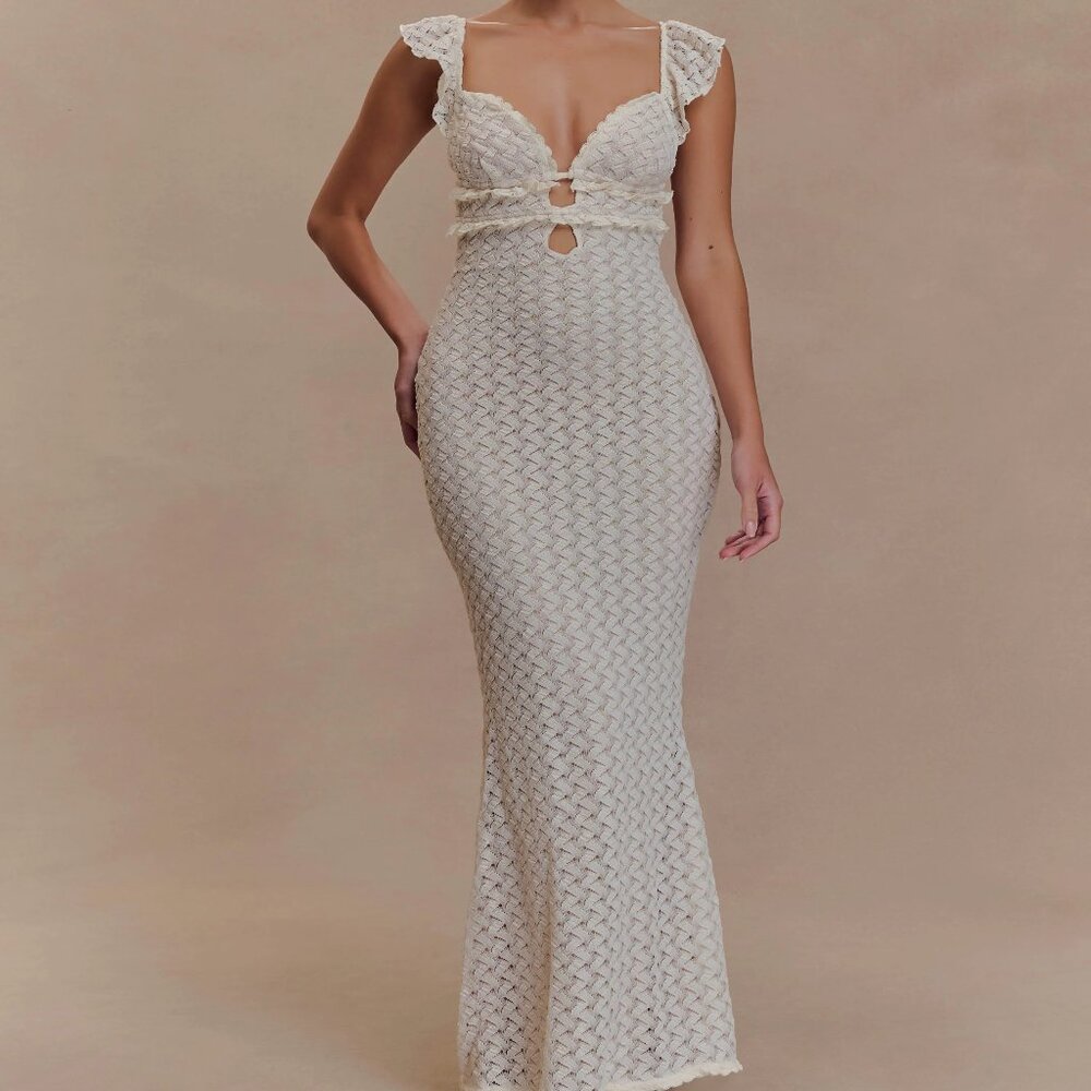 Meshki Ezra Lace Maxi Dress - Ivory - S